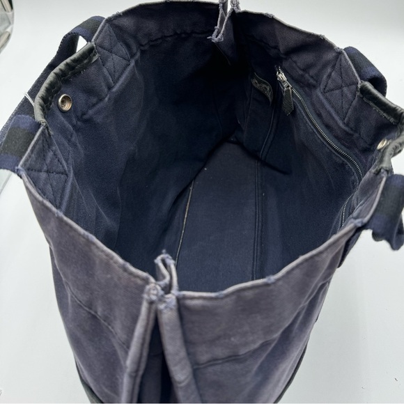 Hermes-Authentic- 2 Tone Large Canvas Tote Blue / Gray / Black - Picture 5 of 16